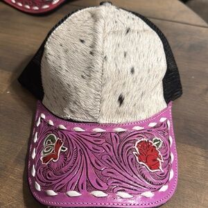 Cowhide and Leather Floral Women's Hat